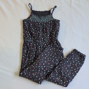 circo girls smocked top confetti cotton comfy tank jumpsuit gray size XS 4/5